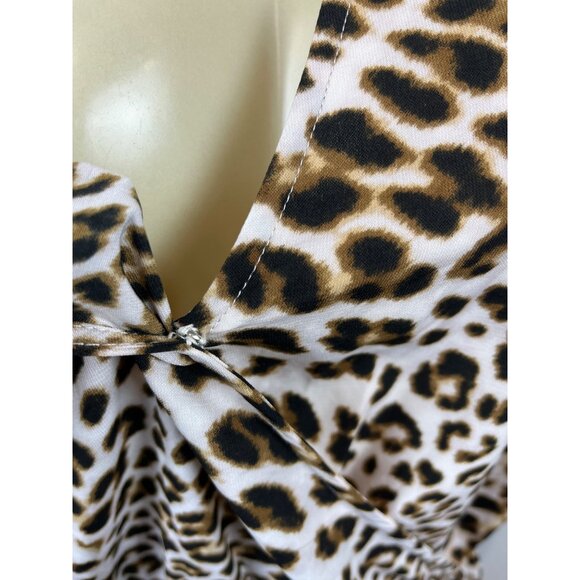 All in Favor Women's Leopard Print V Collar Loose Dress Sz XL - Picture 5 of 9